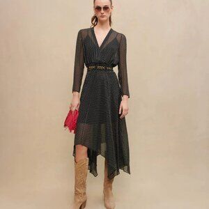 Maje Black and White Polka Dot Dress